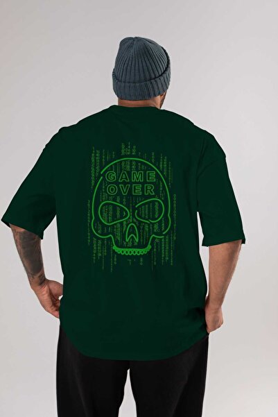 Ankhises Kraj igre Štampano Smaragdno zelena Oversize kroj T-shirt Unisex Muš...