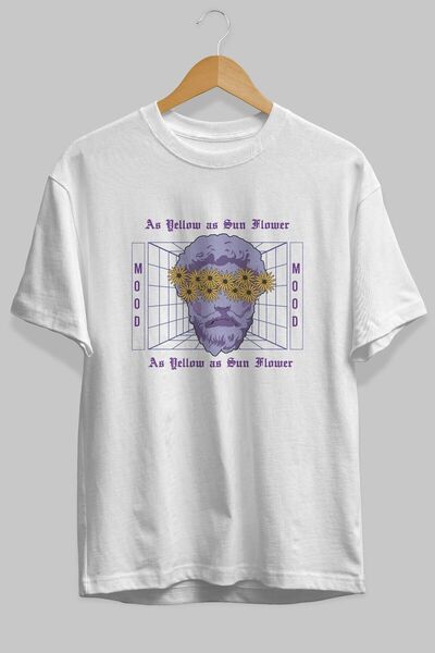 Ankhises Bela Oversize kroj T-shirt - prednja strana suncokreta Štampano godi...