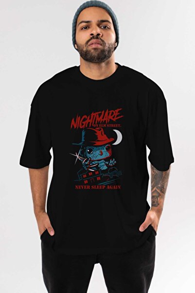 Ankhises Noćna mora Ulica Juka - Muškarci Žene Crna Oversize kroj T-shirt , o...