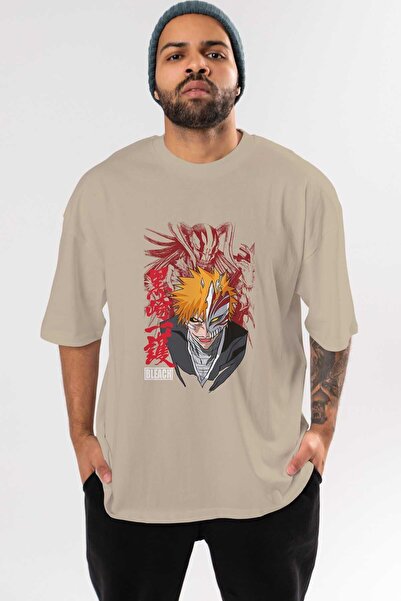 Ankhises ICHIGO KUROSAKI VIZARD Anime Prednja strana Štampano Bež Oversize kr...