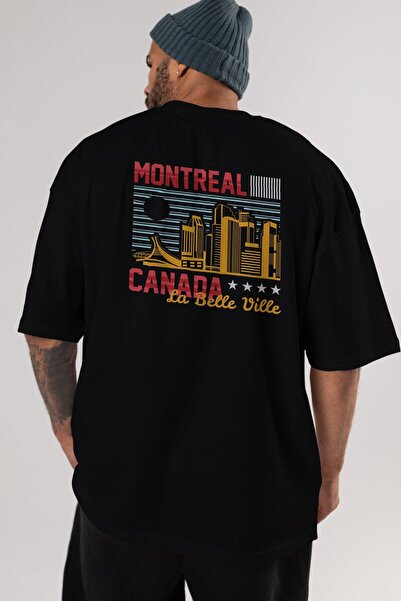 Ankhises Montreal Back Štampano Crna Oversize kroj T-shirt Unisex Muškarci Že...