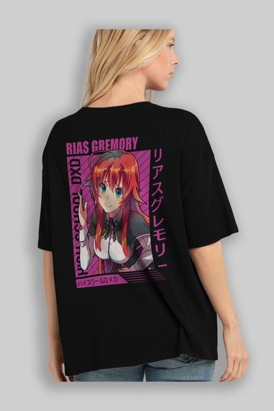 Ankhises Rias Gremory 10 Anime Back Printed Black Oversize t-shirt Men Women