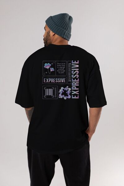 Ankhises Ekspresivna ulična odjeća Leđa Štampano Crna Oversize kroj T-shirt M...