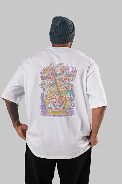 Ankhises ONE PIECE (8) Μπλουζάκι με μοτίβο Anime Λευκό Oversize - 100% βαμβάκ...