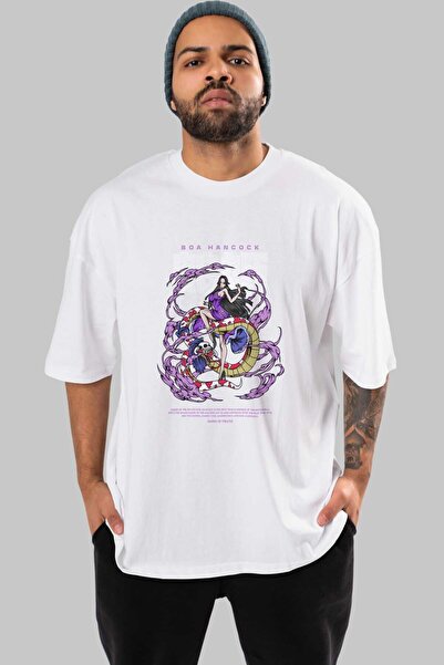 Ankhises Boa Hancock Anime Prednja strana Štampano Bela Oversize kroj T-shirt...