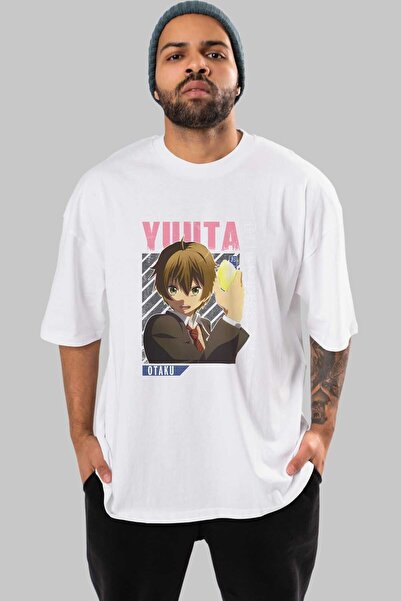 Ankhises Бела Oversize kroj T-shirt са аниме Štampano на предњој страни, Јута...