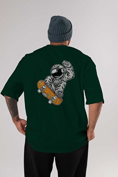 Ankhises Moon Stolni raner Back Štampano Emerald Green Oversize kroj T-shirt ...