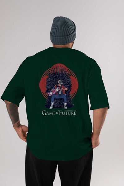 Ankhises Igra budućnosti Leđa Štampano Smaragdno zelena Oversize kroj T-shirt...