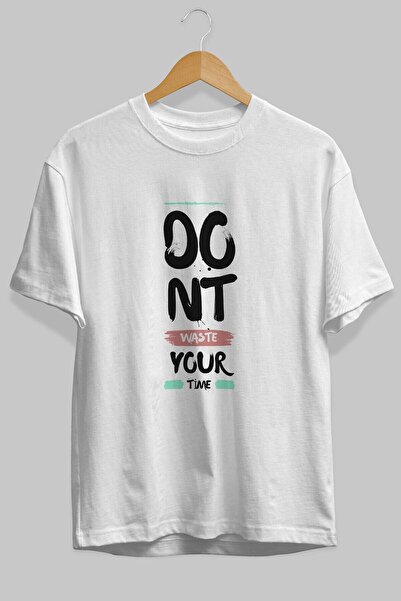 Ankhises Ne gubite vreme Prednja strana Štampano Bela Oversize kroj T-shirt M...