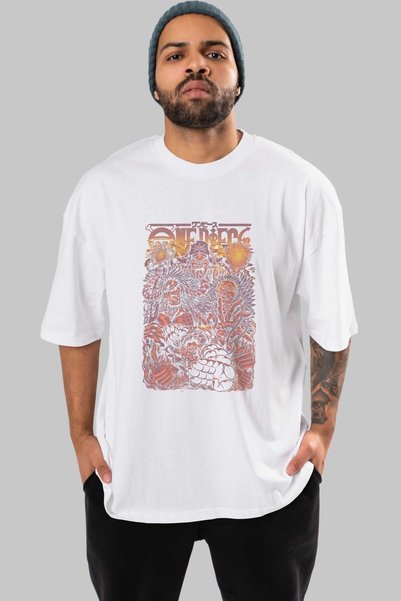 Ankhises ONE PIECE Аниме бела T-shirt Oversize kroj са предњим Štampano за му...