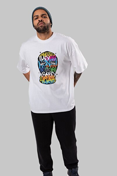 Ankhises Okrugla kragna бела T-shirt са Oversize kroj и Štampano Karma Savage...