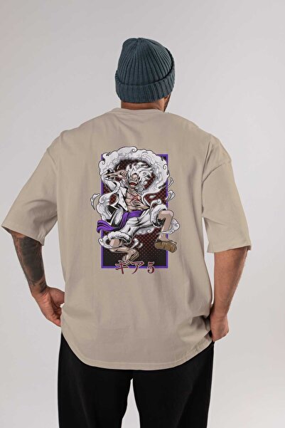 Ankhises MONKEY D. LUFFY GEAR5 Anime Leđa Štampano Bež Oversize kroj T-shirt ...