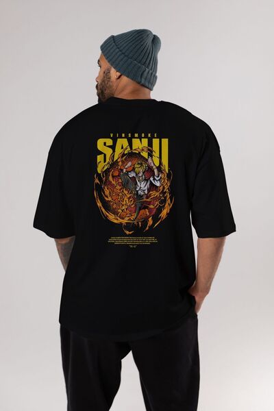 Ankhises Sanji Anime μοτίβο Vinsmoke Oversize Μαύρο T-Shirt - Ανδρικές Γυναικ...