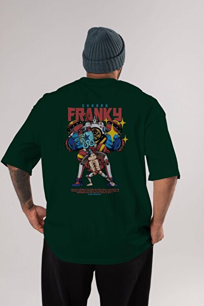 Ankhises Kiborg Franky Anime Leđa Štampano Smaragdno Zelena Oversize kroj T-s...