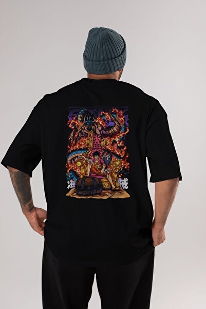 Ankhises MONKEY D. LUFFY 1 Tricou negru cu imprimeu pe spate anime Bărbați Femei