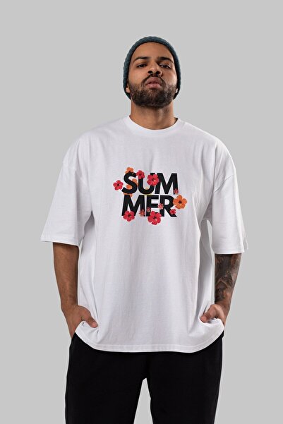 Ankhises Summer Written 2 Front Štampano White Oversize kroj T-shirt Muškarci...