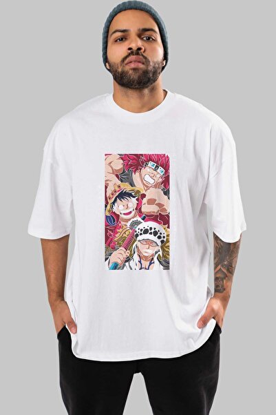 Ankhises SUPER NOVAS jednodijelni anime prednji deo Štampano beli Oversize kr...