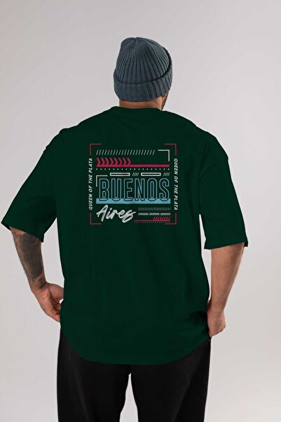 Ankhises Buenos Aires Leđa Štampano Smaragdno zelena Oversize kroj T-shirt Un...