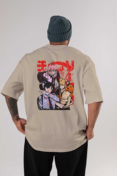 Ankhises CHAINSAWMAN CREW Anime Leđa Štampano Bež Oversize kroj T-shirt 100% ...