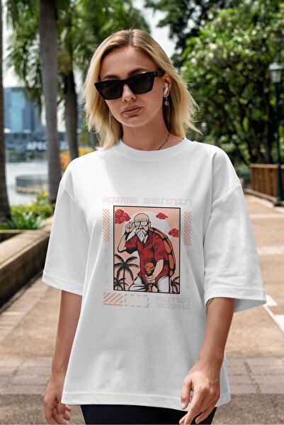 Ankhises Okrugla kragna бела T-shirt са Oversize kroj и штампом Каме Сеннин ,...