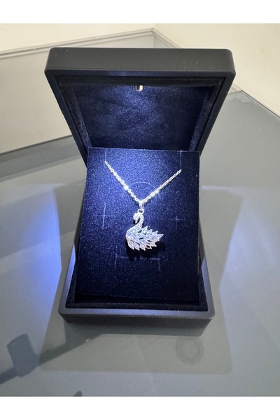 shop IŞIKLI KUTUDA GÜMÜŞ RENK KUĞU KOLYE ÇELİK