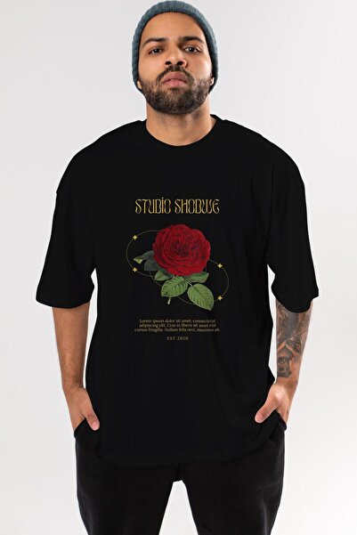 Ankhises Studio Shodwe Rose Front Štampano Crna Oversize kroj T-shirt Unisex ...