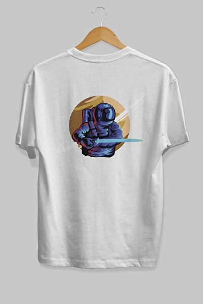 Ankhises Astro Knight White Oversize kroj T-shirt - Unisex, okrugla kragna