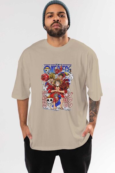Ankhises MONKEY D. LUFFY-ONE PIECE 2 Anime Front Štampano Bež Oversize kroj T...