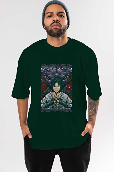 Ankhises Tricou supradimensionat NARUTO SASUKE UCHIHA Anime, imprimat pe față...