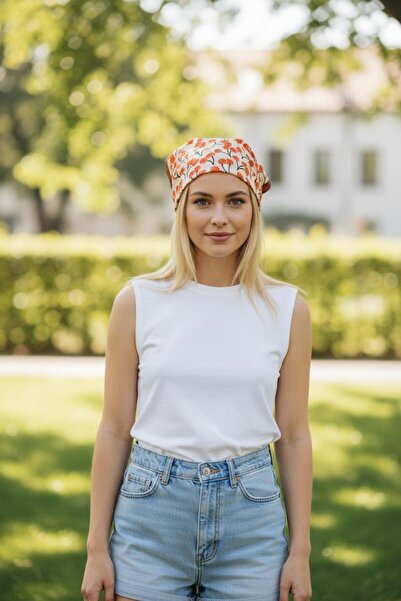 Lilyum Aksesuar Kırmızı Bordo Kiraz Desenli 50*50cm Fular Bandana