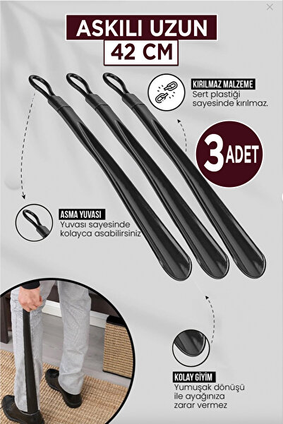 Sunplast 3 Adet 42 cm Sert Plastik Ayakkabı Çekeceği Kerata Ayakkabı İçin Pra...