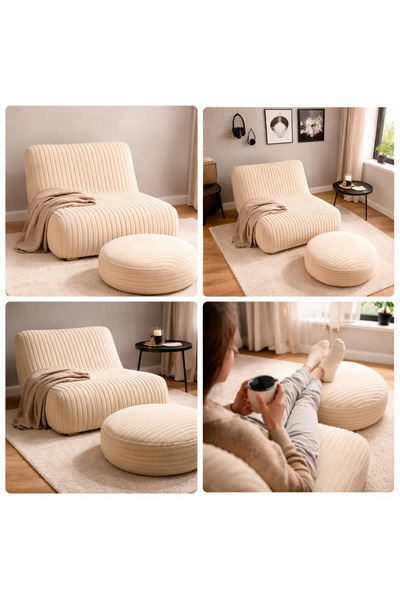 joyfoam modular foam sofas Yumuşak Dokulu Fitilli Kadife TV Koltuğu ve Puf - ...