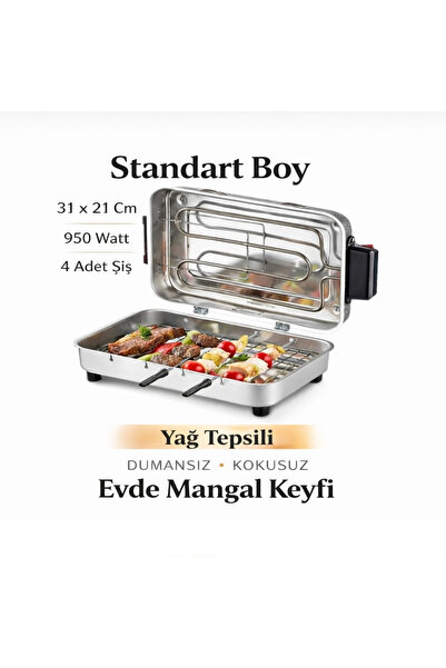 TANER Standart Boy Elektrikli Izgara Mangal Barbekü 31*21 cm - 950 W Tnrz1700