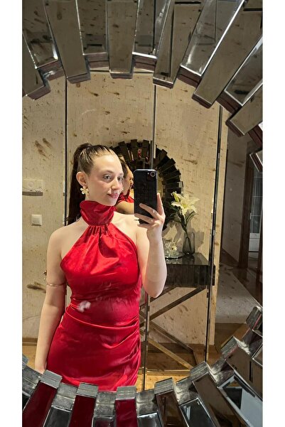 eyyo atelier Mini Saten Gece Elbisesi Mezuniyet Elbisesi