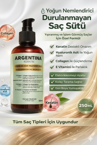 ARGENTİNA KERATİN Kolajen Hyaluronik asit Keratin E vitamini içerikli Durulan...