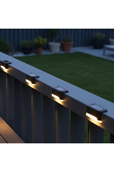 SERSIMO Set de 4 lămpi solare de grădină, lumină caldă, 8x5x5 cm, negru