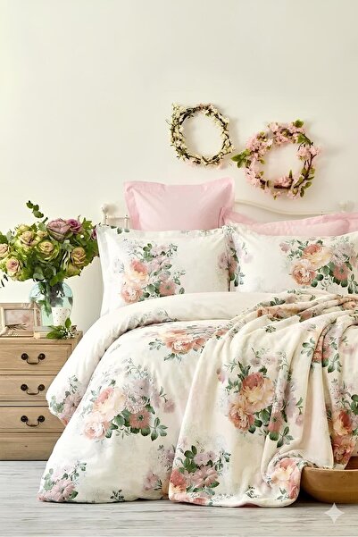 İQON Dvojitá sada povlaků na přikrývku Mystic Rose béžová - elastická