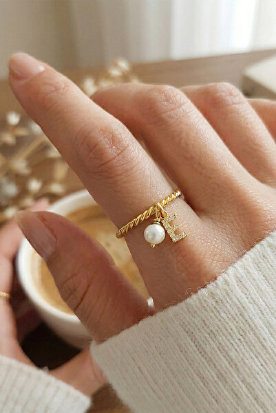 VAOOV 925 Ayar Gümüş Harf Sallantılı İnci Yüzük