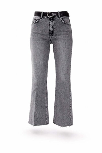5in1Canpolat Gray High Waist Mini Flare Jean 2005
