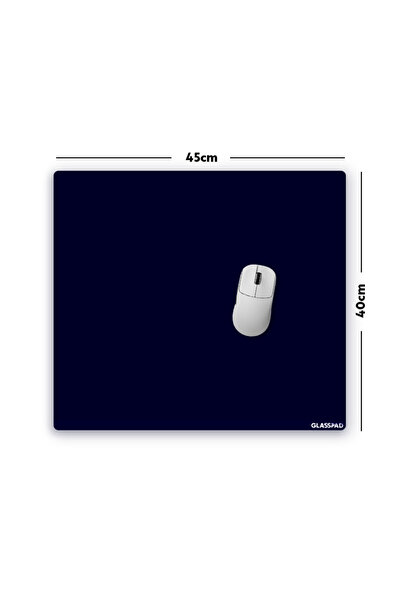 GlassPad Cam Mouse Pad - Gece Mavisi - Premium Temperli Cam - 45x40 Cm [M]