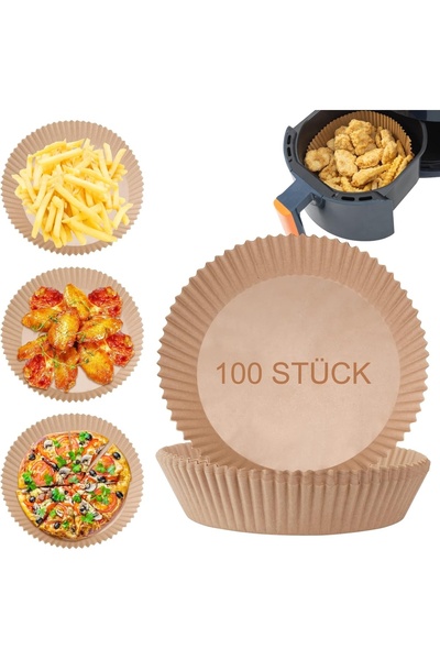 divendi-ro Pachet cu 100 bucăți de hârtie de copt pentru friteuză cu aer, cup...