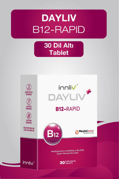 DAYLIV B12-Rapid Vitamini 1000 Mcg Vişne aromalı 30 Dilaltı Patentli Tablet –...