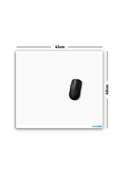 GlassPad Cam Mouse Pad - Beyaz - Premium Temperli Cam - 45x40 Cm [M]