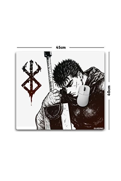 GlassPad Cam Mouse Pad - Berserk: Guts (2) - Premium Temperli Cam - 45x40 Cm [M]