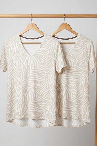 COTENCONCEPT 2 τεμάχια T-Shirt V-Neck Basic Με μείγμα βισκόζης