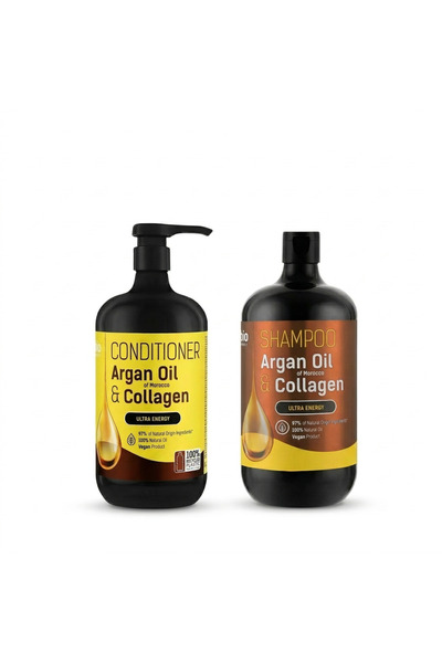 BIO Naturell Set 2, Sampon Ulei de argan si colagen 946 ml + Balsam de par Ar...