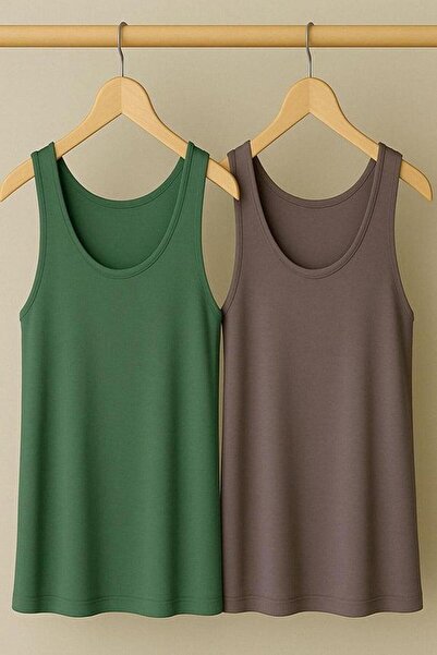 COTENCONCEPT 2 Pieces A-Line Comfortable Fit Basic Thick Strap Undershirt T-S...