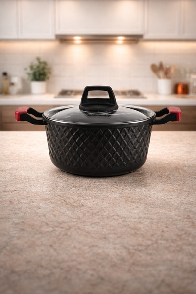 LAVONNI Obsidian 20 cm Cast Granite Leather N Pot Black Non-Stick