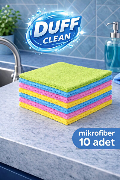 DUFF CLEAN 10 ADET lazer kesim (piko desenli) Mikrofiber Bez Mikro Fiber Temi...