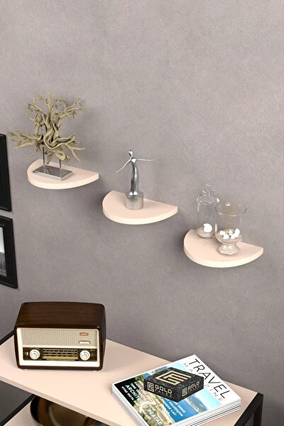 Kanonik Education Wall Shelf Decorative 3 Pieces Flower Pot Oval Cream